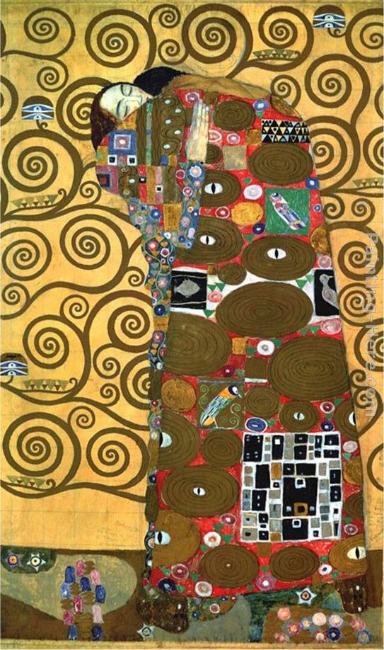 Gustav Klimt Fulfillment,One of the Kiss Panels